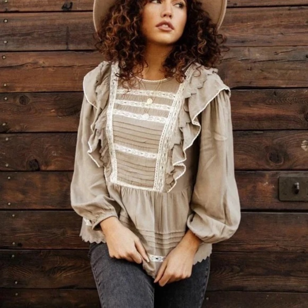 Bohme Beige Ruffled Blouse